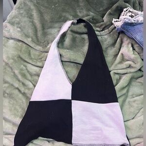 checkered halter crop top